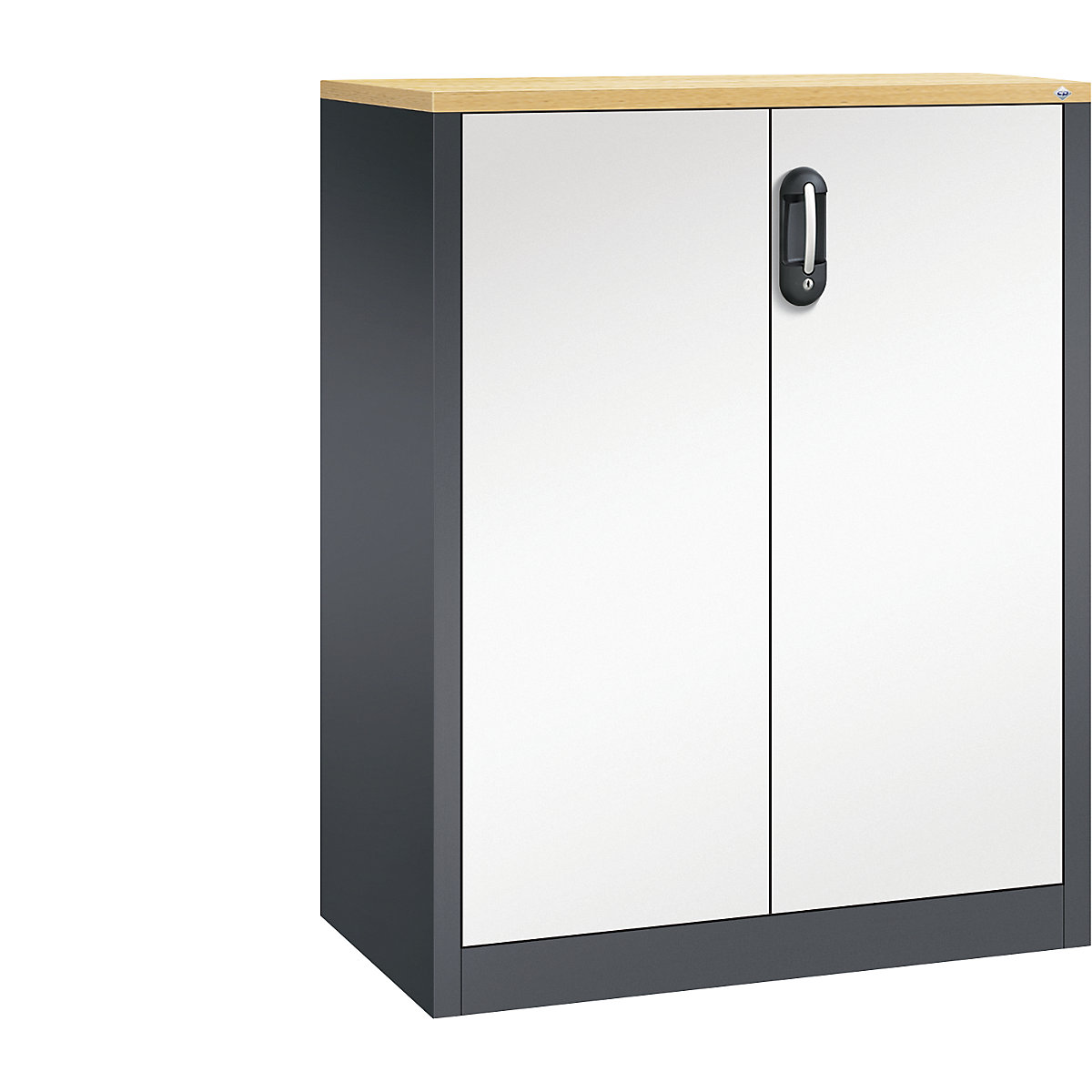 Niska komoda za dokumente ACURADO – C+P, 3 visine za registratore, VxŠxD 1200 x 930 x 500 mm, u crnosivoj / čisto bijeloj boji