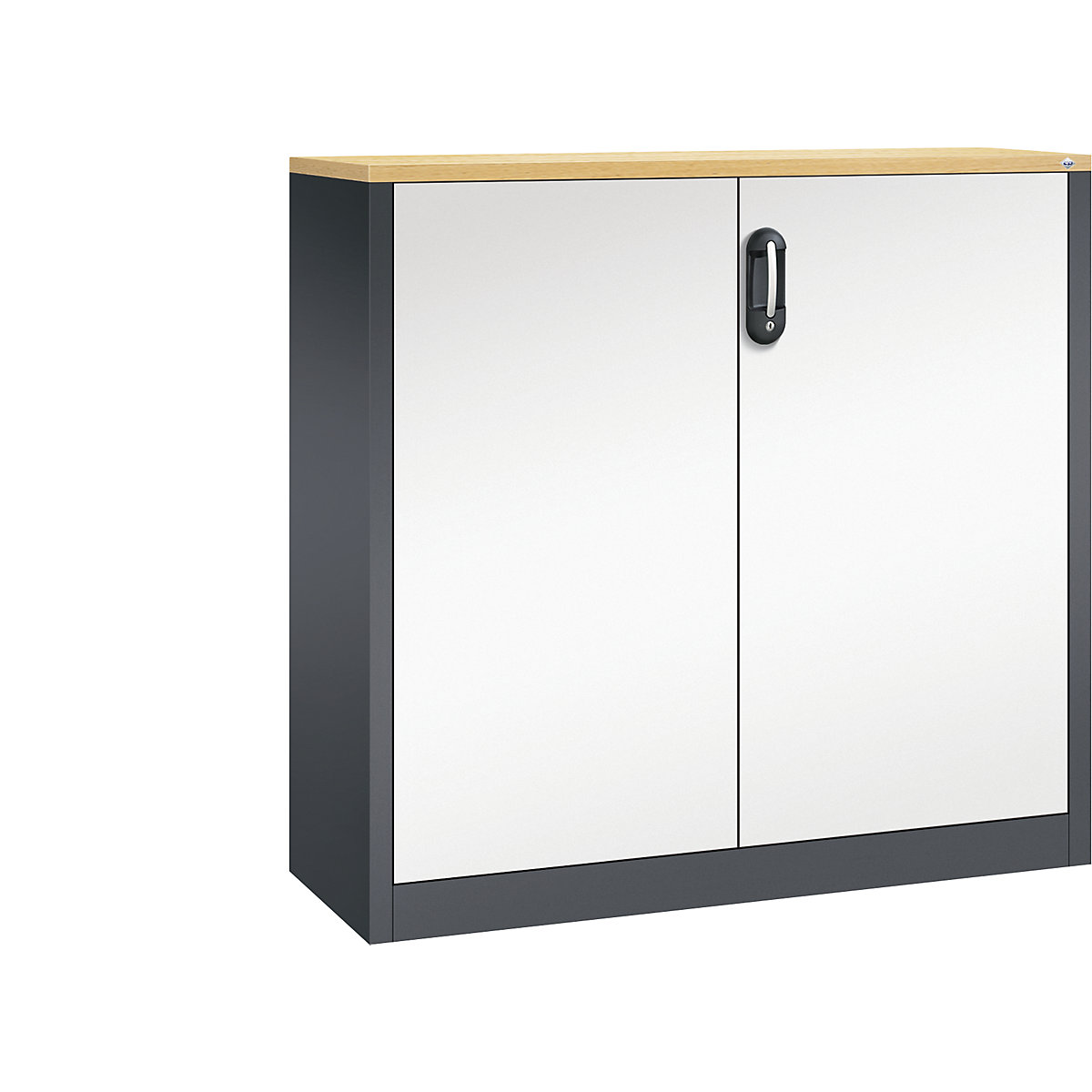 Niska komoda za dokumente ACURADO – C+P, 3 visine za registratore, VxŠxD 1200 x 1200 x 400 mm, u crnosivoj / čisto bijeloj boji