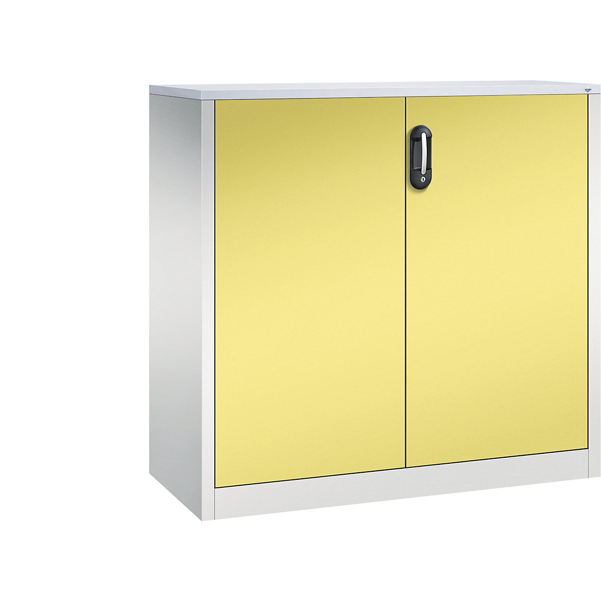 Niska komoda za dokumente ACURADO – C+P, 3 visine za registratore, VxŠxD 1200 x 1200 x 500 mm, u svijetlosivoj / sumpor žutoj boji