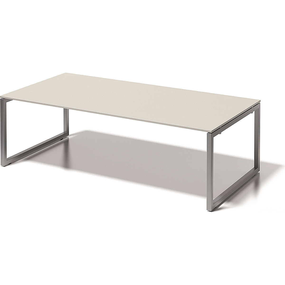 Pisaći stol CITO, postolje u obliku slova O – BISLEY, VxŠxD 740 x 2400 x 1200 mm, postolje u srebrnoj boji, ploča u sivobijeloj boji-6