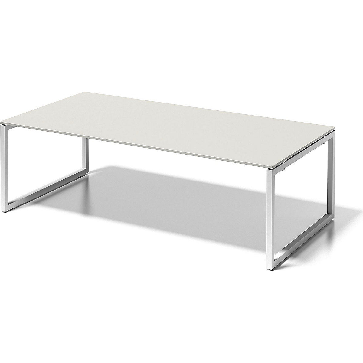Pisaći stol CITO, postolje u obliku slova O – BISLEY, VxŠxD 740 x 2400 x 1200 mm, postolje u bijeloj boji, ploča u sivobijeloj boji-5