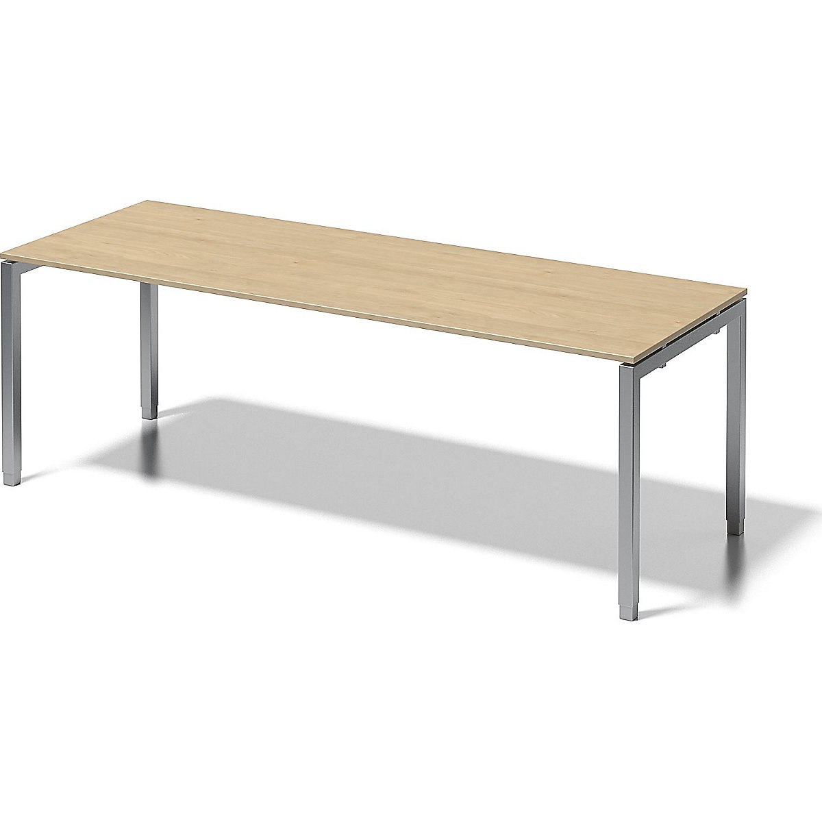 Pisaći stol CITO, postolje u obliku slova U – BISLEY, VxŠxD 650 – 850 x 2200 x 800 mm, postolje u srebrnoj boji, ploča od javora-4