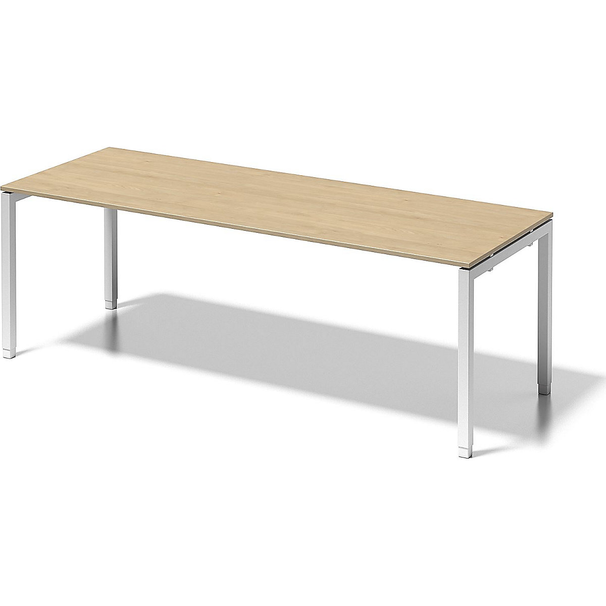 Pisaći stol CITO, postolje u obliku slova U – BISLEY, VxŠxD 650 – 850 x 2200 x 800 mm, postolje u bijeloj boji, ploča od javora-3