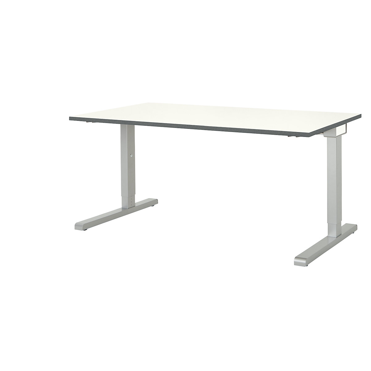 Pravokutni stol, noga u obliku slova C – mauser, ŠxD 1600 x 800 mm, ploča u bijeloj boji, postolje u boji aluminija-3