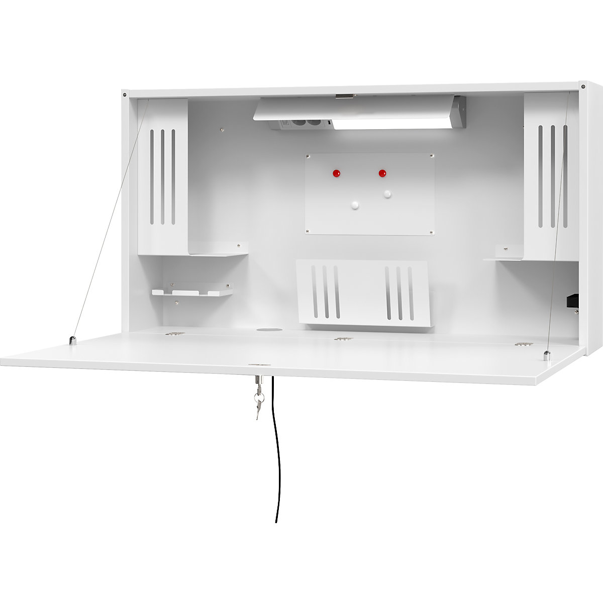 Zidni pisaći stol Mini-Office, VxŠxD 650 x 1200 x 260 mm, u bijeloj/bijeloj boji-11