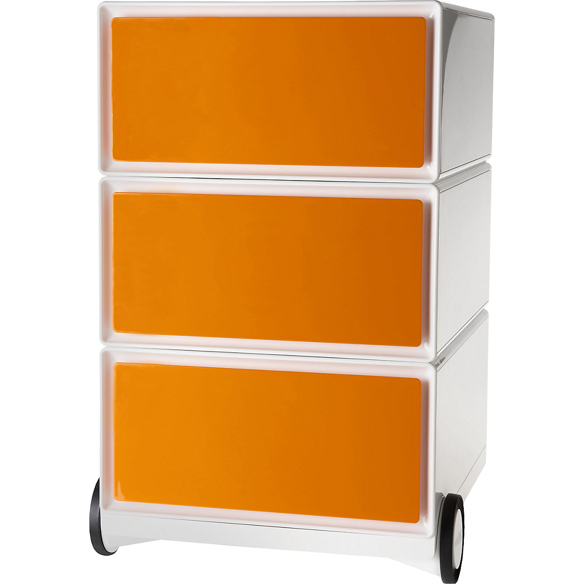 Pokretni ladičar easyBox® – Paperflow, 3 ladice, u bijeloj / narančastoj boji