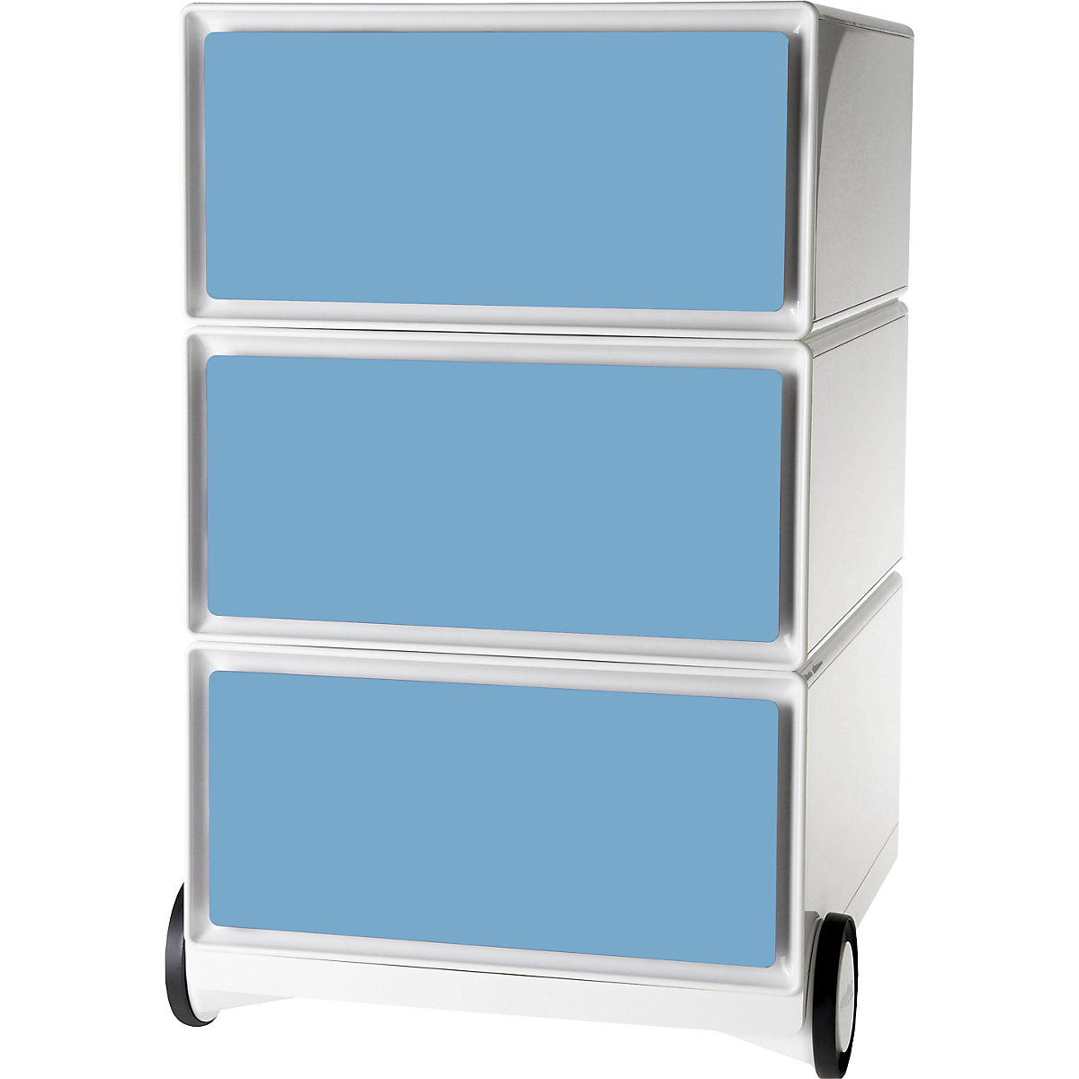 Pokretni ladičar easyBox® – Paperflow, 3 ladice, u bijeloj / plavoj boji