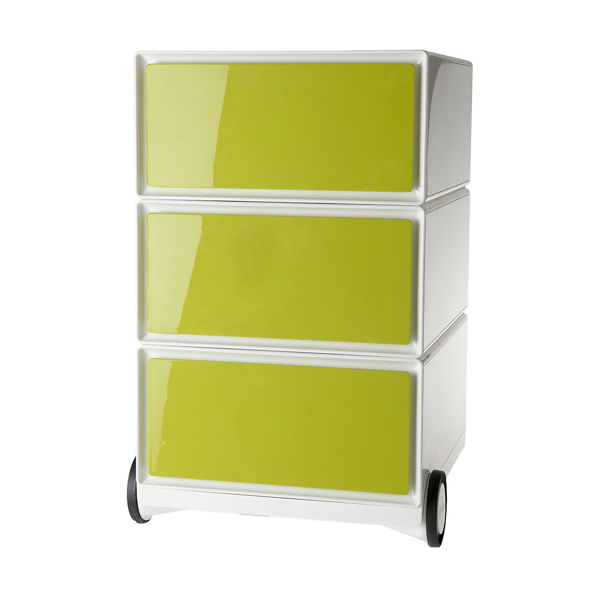 Pokretni ladičar easyBox® – Paperflow, 3 ladice, u bijeloj / zelenoj boji