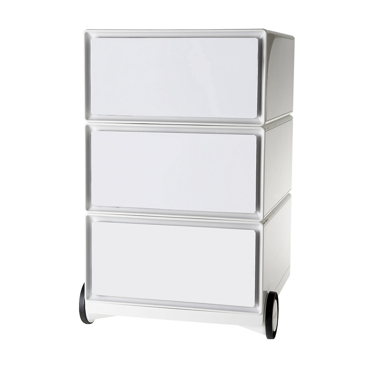 Pokretni ladičar easyBox® – Paperflow, 3 ladice, u bijeloj / bijeloj boji