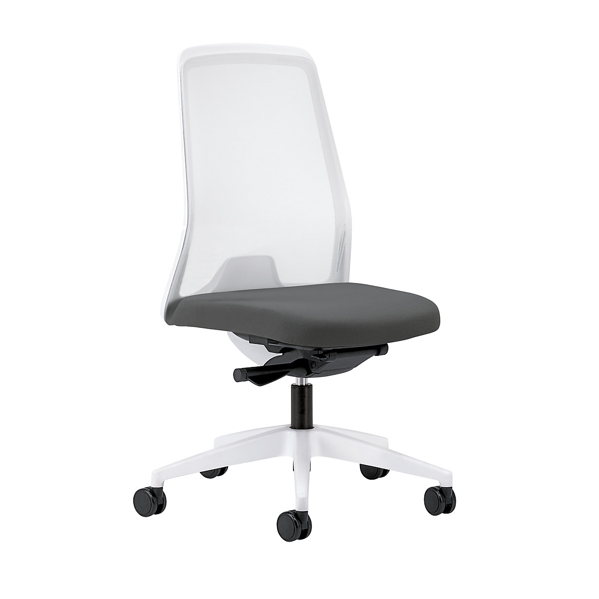 Udobna okretna stolica EVERY, mrežasti naslon za leđa u bijeloj boji – interstuhl