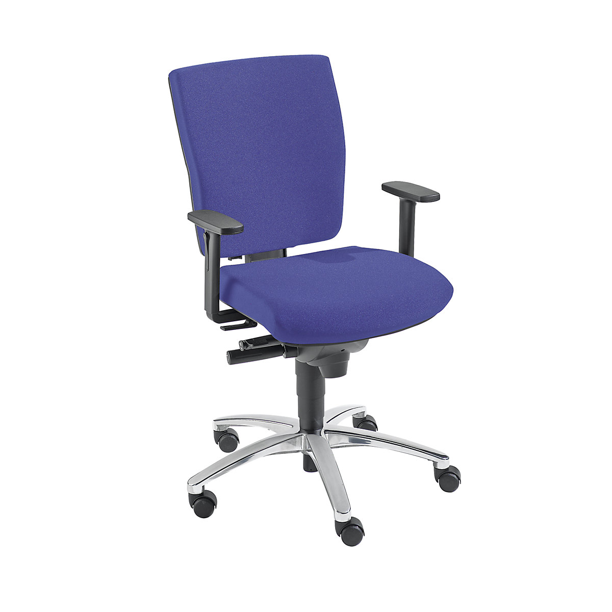 Udobna okretna stolica, sinkrona mehanika, pomično sjedalo – Dauphin, visina naslona za leđa 500 mm, u plavoj boji-2