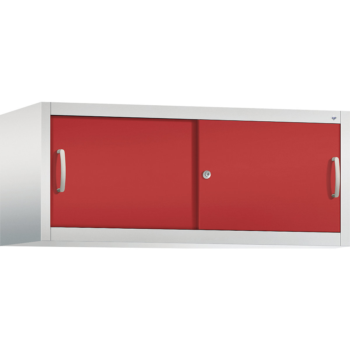 Dogradni ormar s kliznim vratima ACURADO – C+P, VxŠxD 500 x 1200 x 500 mm, u svijetlosivoj / vatreno crvenoj boji-9