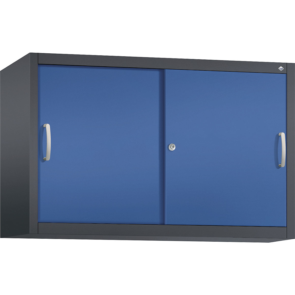 Dogradni ormar s kliznim vratima ACURADO – C+P, 1 polica, VxŠxD 790 x 1200 x 400 mm, u crnosivoj / encijan plavoj boji-6