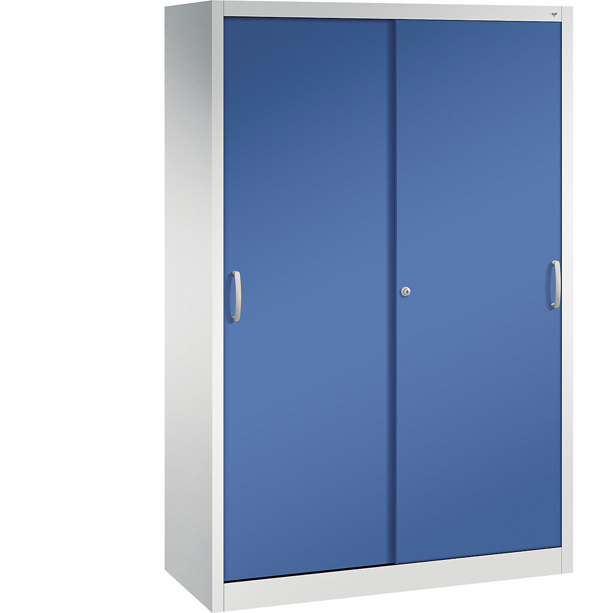 Ormar s kliznim vratima ACURADO – C+P, 4 police, VxŠxD 1950 x 1200 x 500 mm, u svijetlosivoj / encijan plavoj boji-4