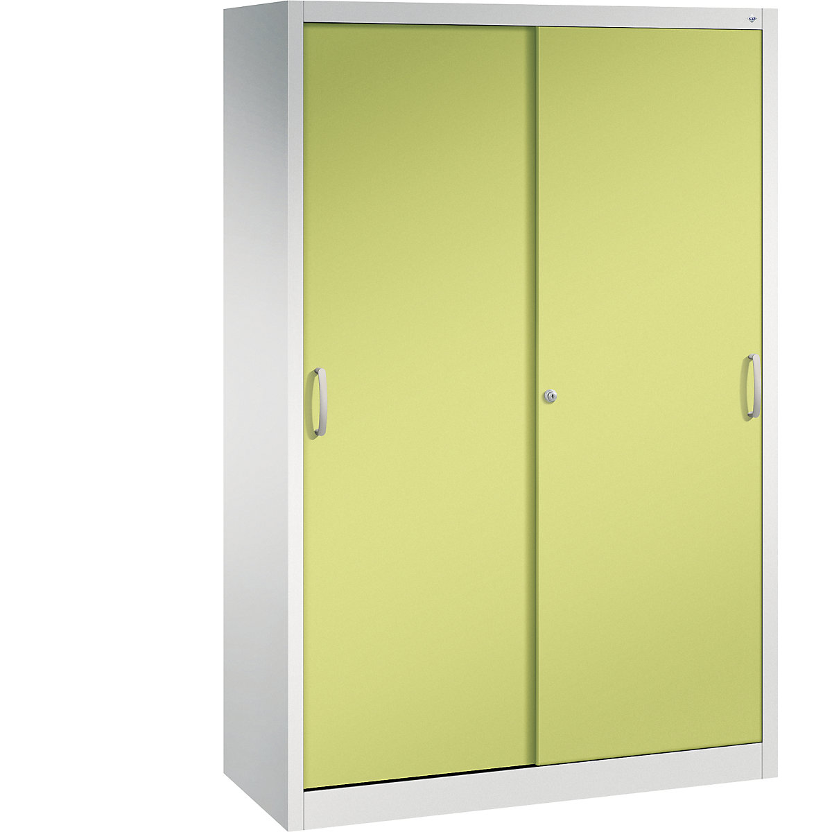Ormar s kliznim vratima ACURADO – C+P, 6 šipki za vješanje, VxŠxD 1950 x 1200 x 500 mm, u svijetlosivoj / žutozelenoj boji-5