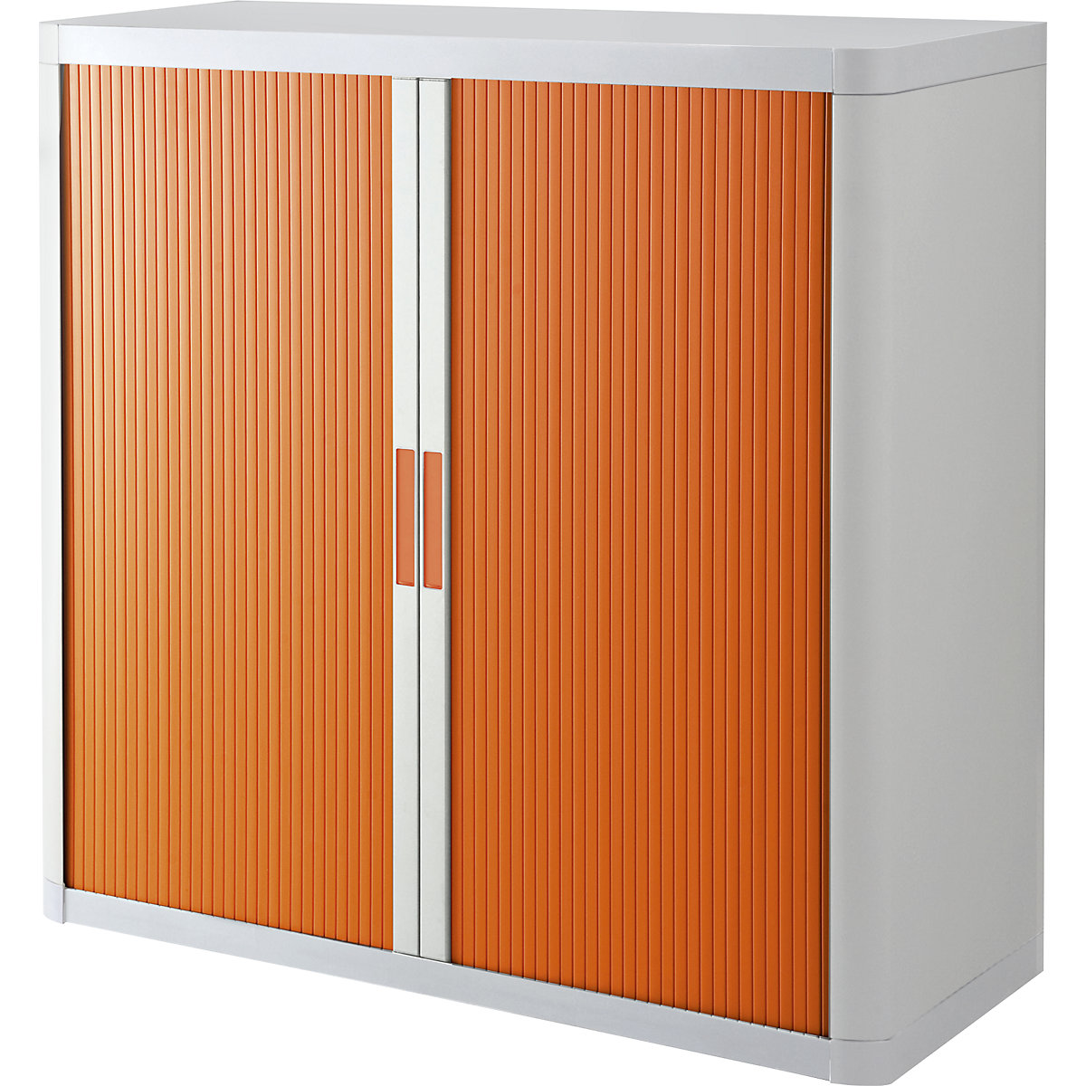 Ormar s rolo vratima easyOffice® – Paperflow, 2 police, visina 1040 mm, u bijeloj / narančastoj boji