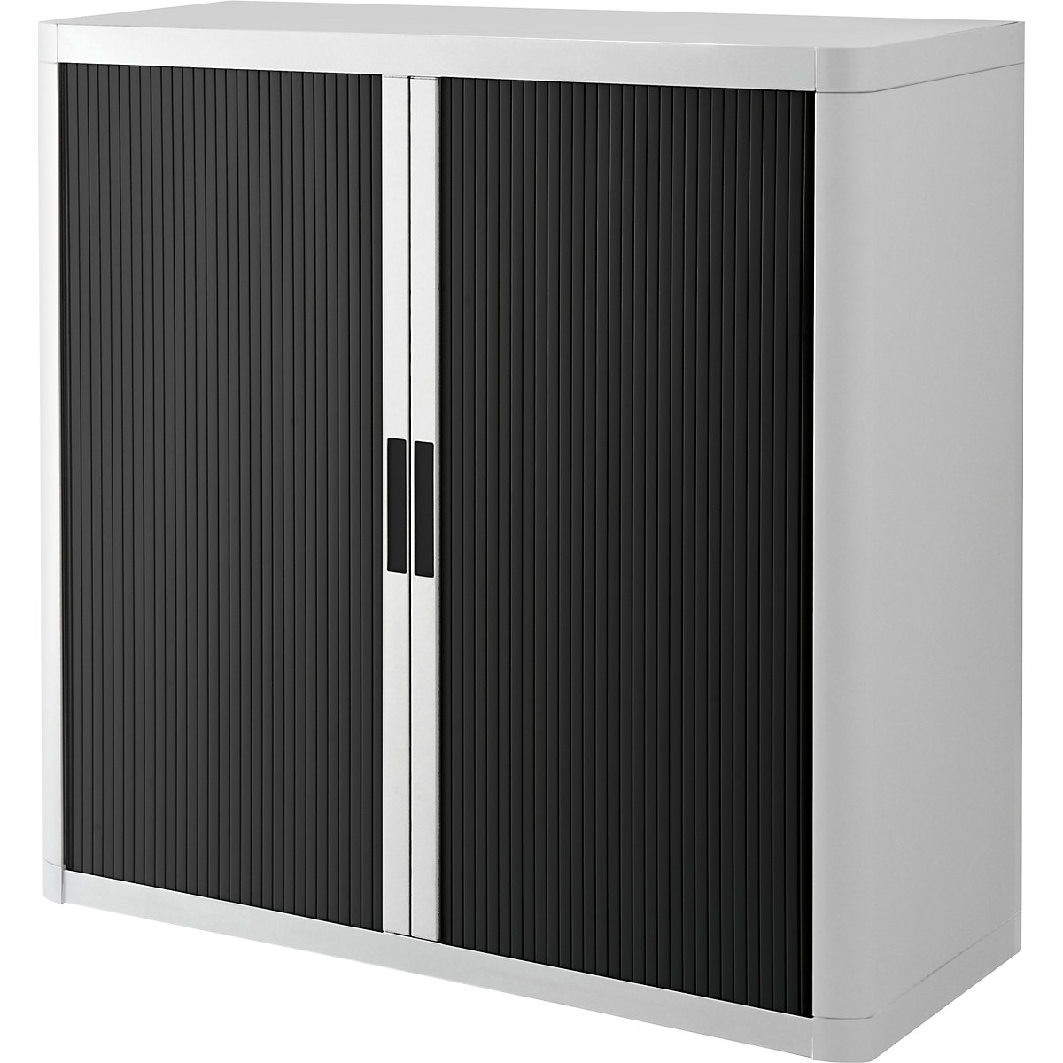 Ormar s rolo vratima easyOffice® – Paperflow, 2 police, visina 1040 mm, u bijeloj / crnoj boji