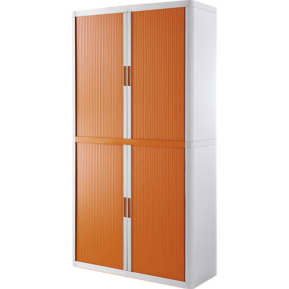 Ormar s rolo vratima easyOffice® – Paperflow, 4 police, visina 2040 mm, u bijeloj / narančastoj boji
