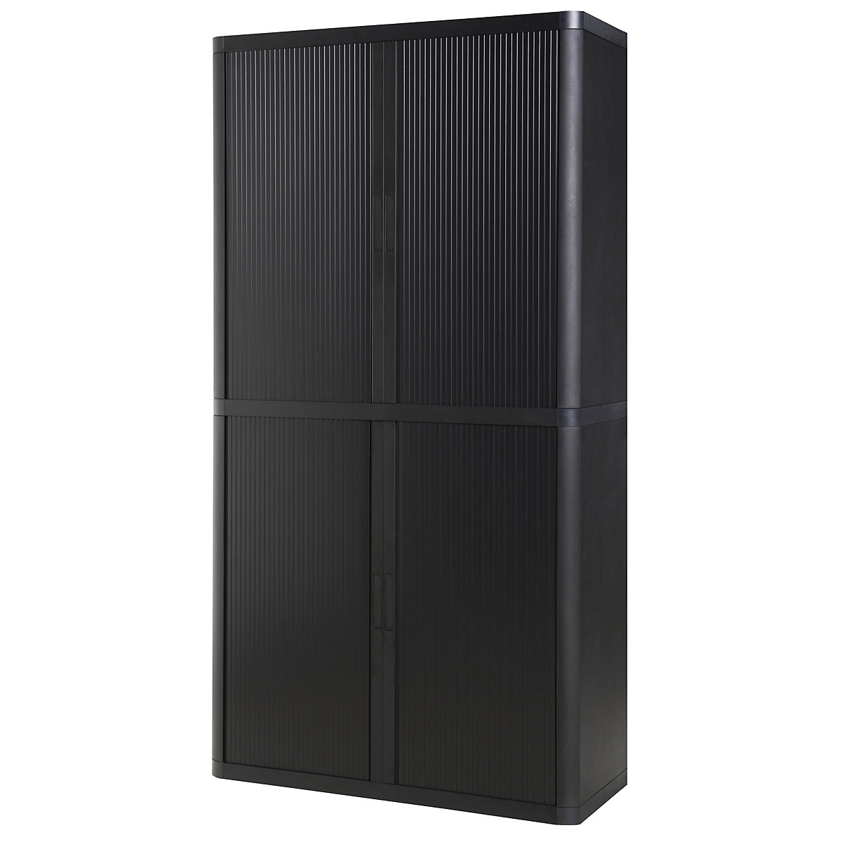 Ormar s rolo vratima easyOffice® – Paperflow, 4 police, visina 2040 mm, u crnoj / crnoj boji