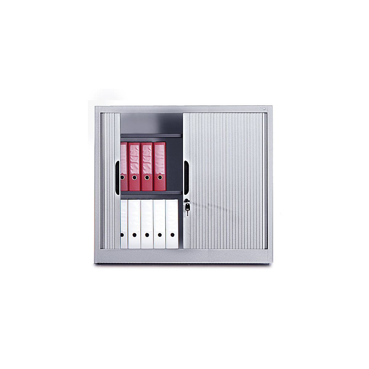 Ormar s rolo vratima s vodoravnom roletom – C+P, VxŠxD 1030 x 1200 x 420 mm, 2 police, 2,5 visine registratora, u aluminij bijeloj boji-5