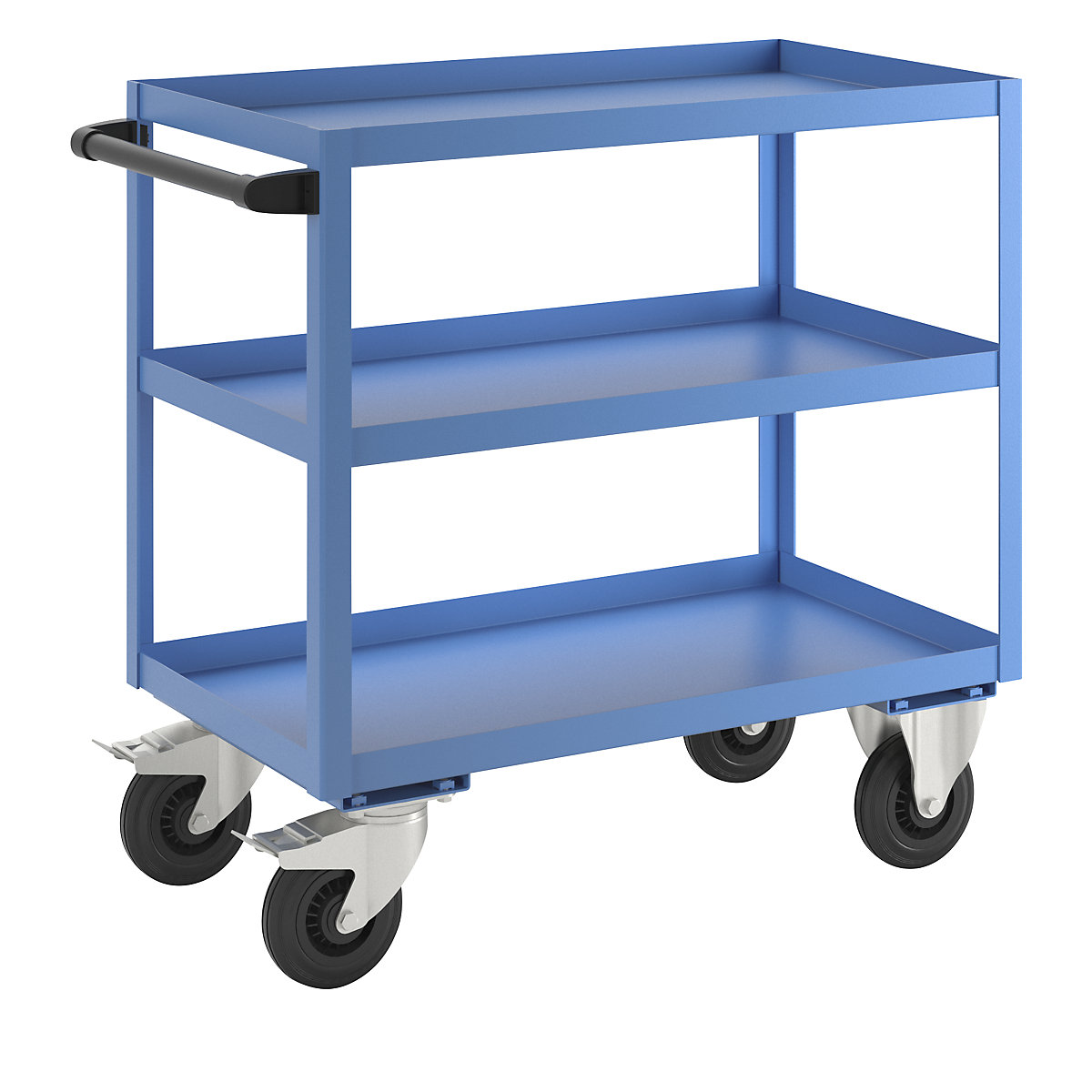 Montażowy wózek pomocniczy – eurokraft pro, 3 piętra, nośność 350 kg, wys. całkowita 915 mm, jasnoniebieski-2