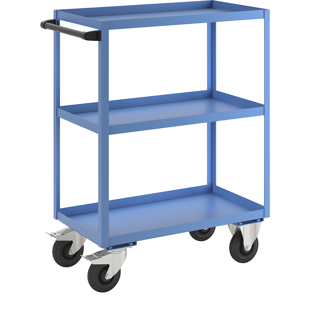 Montażowy wózek pomocniczy – eurokraft pro, 3 piętra, nośność 350 kg, wys. całkowita 1215 mm, jasnoniebieski-1