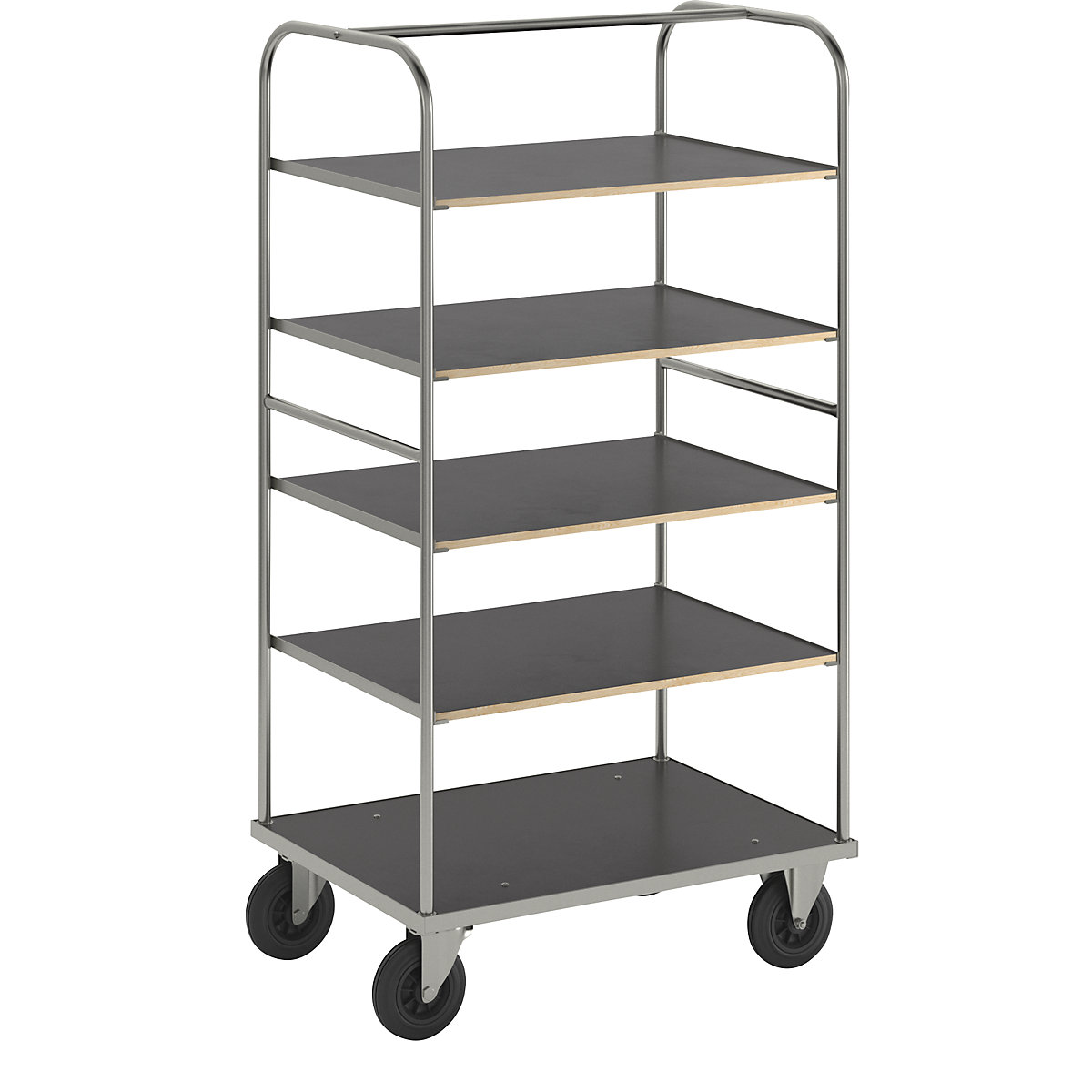 Wózek wielopiętrowy KM338 – Kongamek, dł. x szer. x wys. 1000 x 700 x 1800 mm, ocynkowany, 2 rolki skrętne i 2 rolki wsporcze-2
