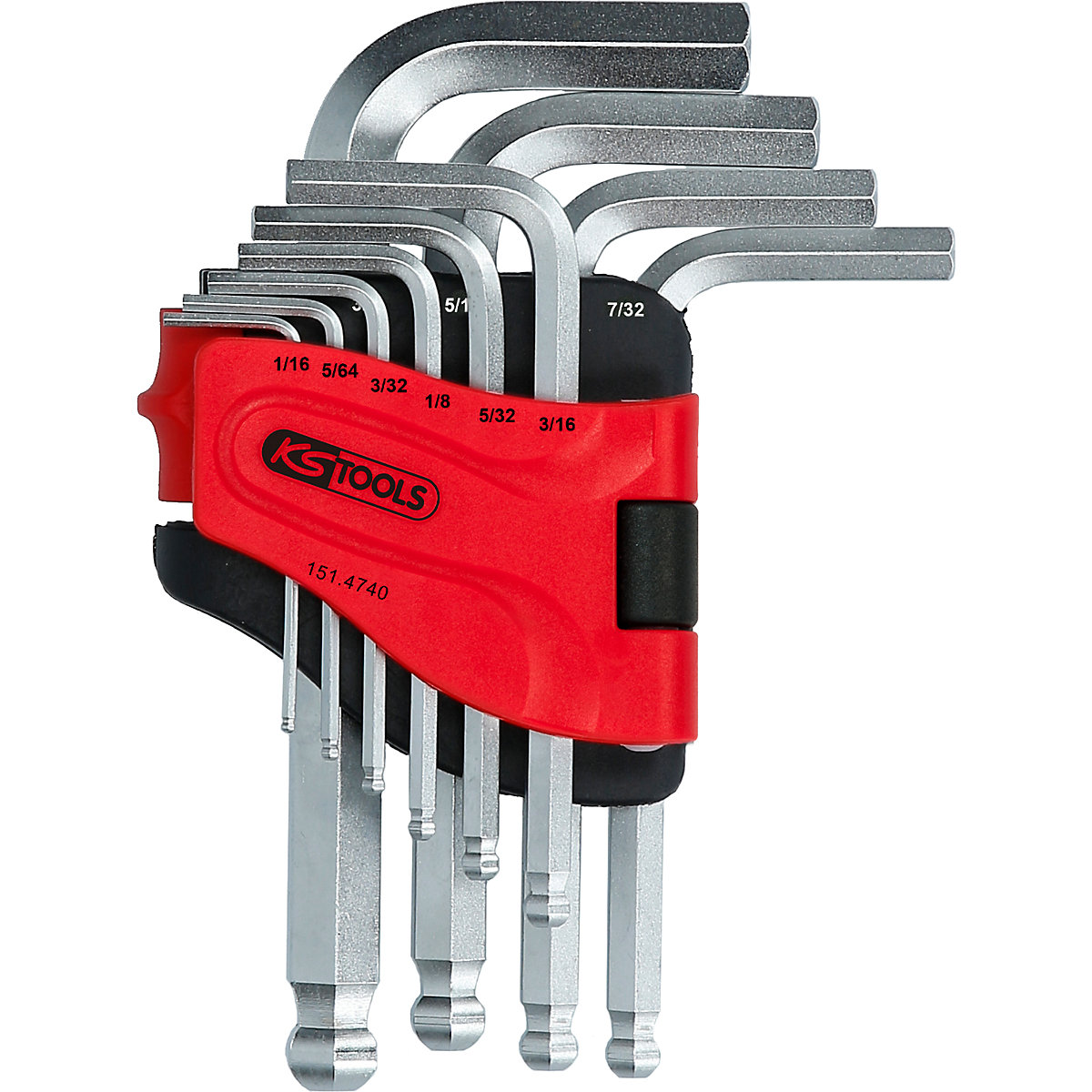 Set di chiavi a brugola corte – KS Tools: esagonali con testa sferica,  dimensioni in pollici