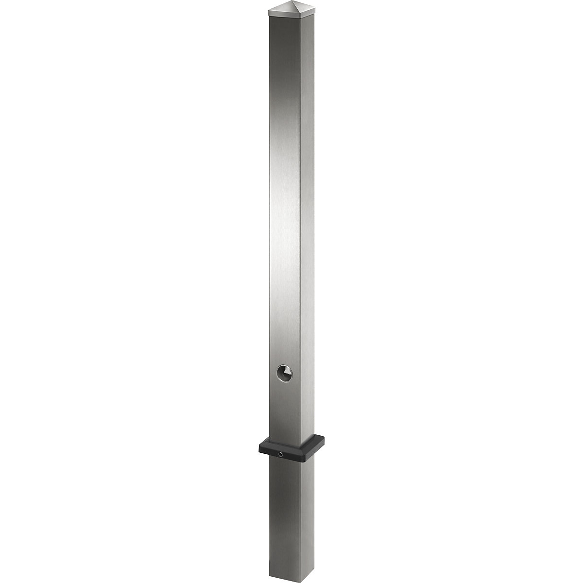 Stup za ograđivanje od nehrđajućeg čelika, s konusnom glavom, za betoniranje s podnom čahurom, 70 x 70 mm, trokutni zapor-4