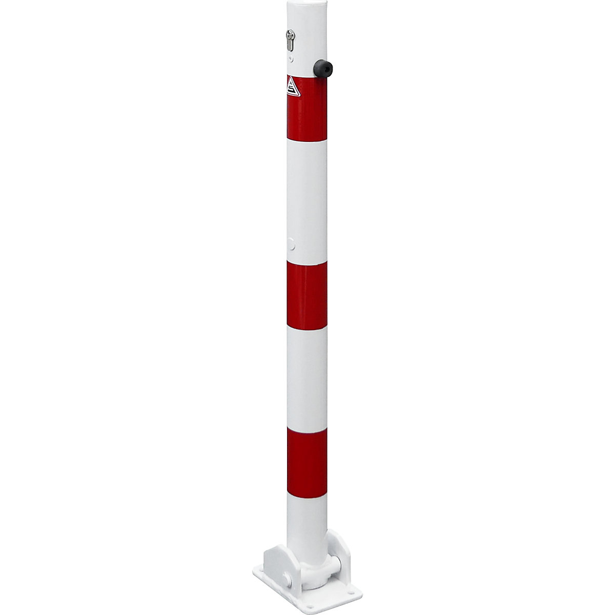 Stupić za ograđivanje, Ø 60 mm, u bijelo / crvenoj boji, s mogućnošću sklapanja i profilnim cilindrom, bez ušice-2