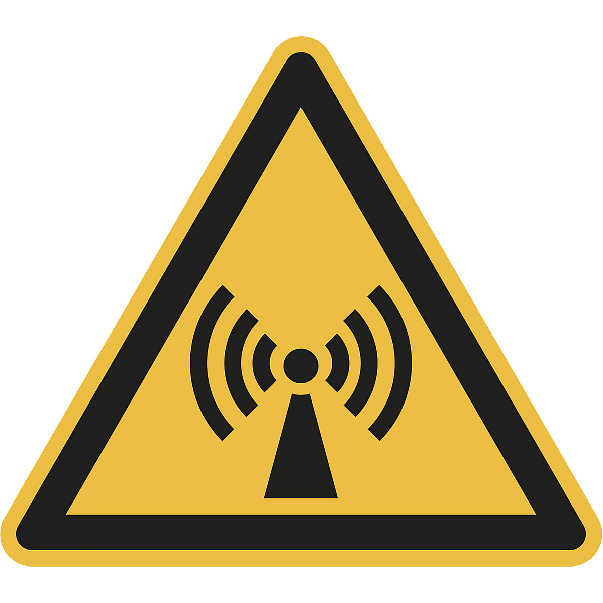 Varnostni znak, opozorilo pred neionizirajočim, elektromagnetnim sevanjem, DE 10 kosov, umetna masa, dolžina kraka 200 mm-1