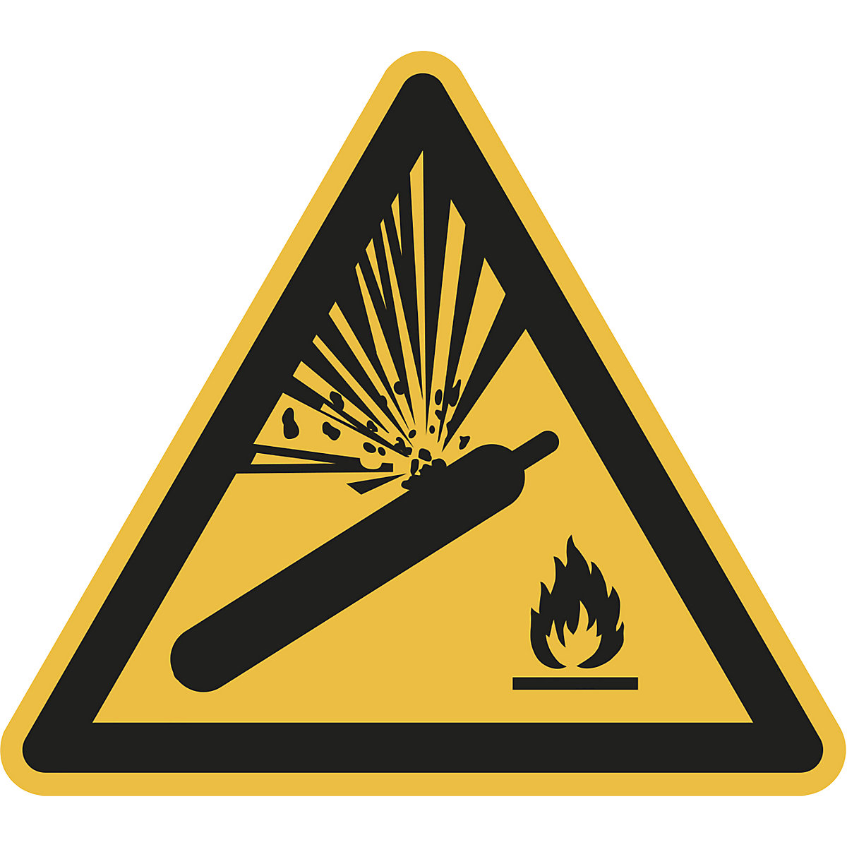 Varnostni znak, opozorilo pred plinskimi jeklenkami, DE 10 kosov, aluminij, dolžina kraka 200 mm-4