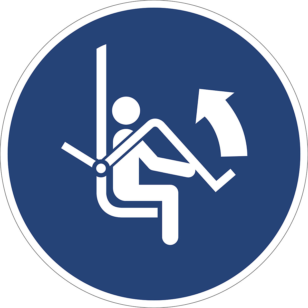 Znak za obveznost, obvezno odpreti varovalo sedežnice, DE 10 kosov, aluminij, Ø 200 mm-1