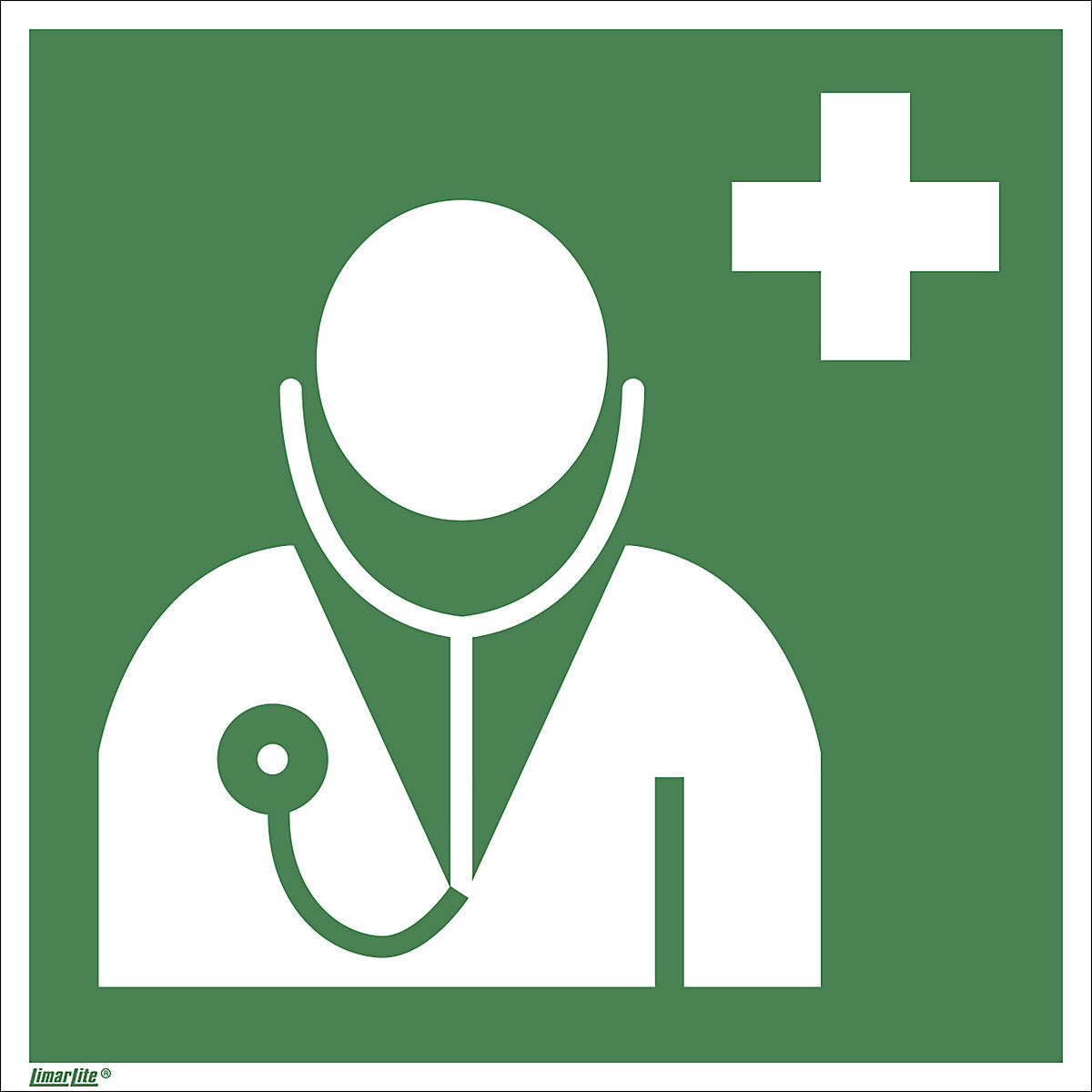 Znak za reševanje, zdravnik, DE 10 kosov, aluminij, 150 x 150 mm-12