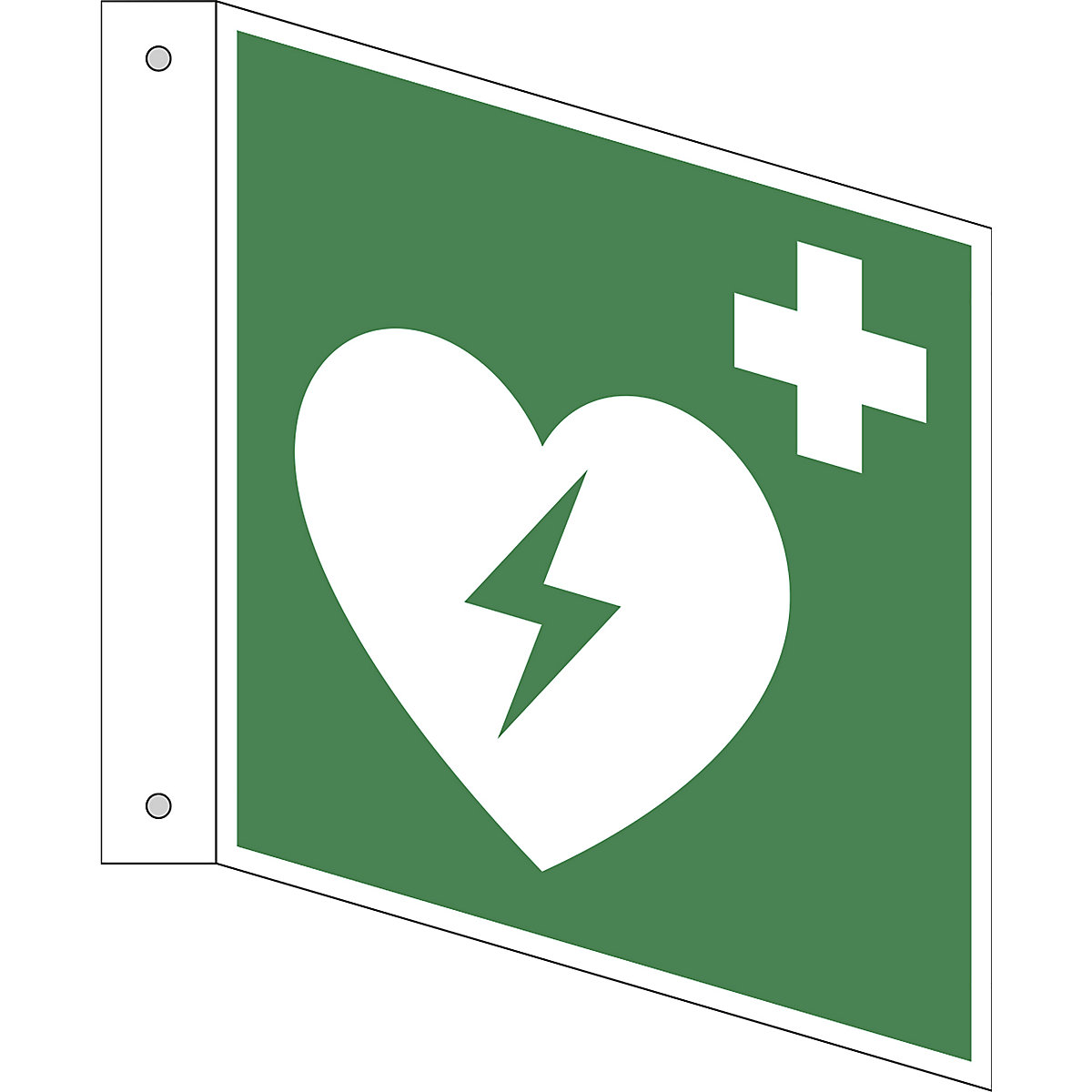 Reddingsbord, geautomatiseerde externe defibrillator, VE = 10 stuks, aluminium, bord met pijl, 150 x 150 mm-1