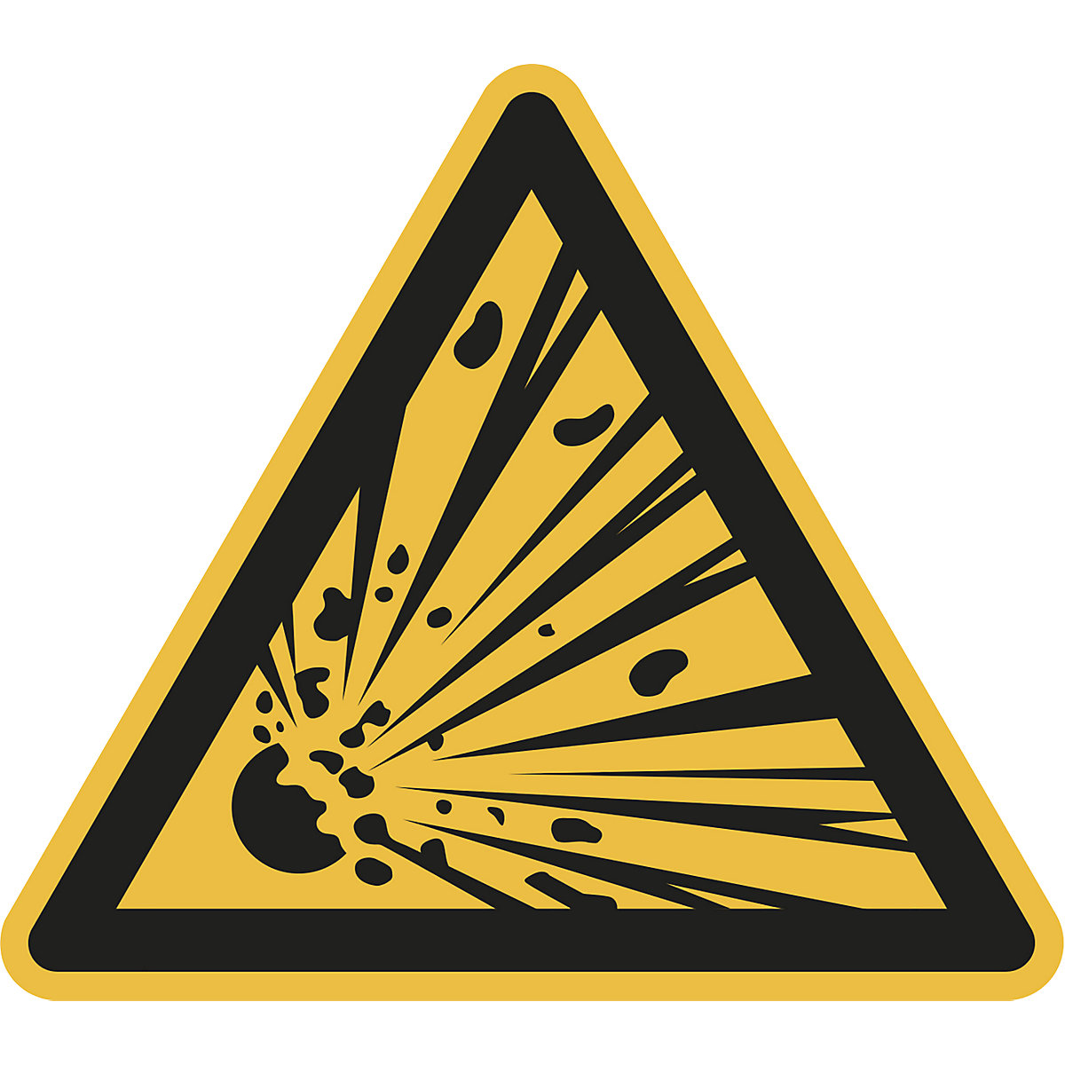 Waarschuwingsbord, waarschuwing voor explosiegevaarlijke stoffen, VE = 10 stuks, aluminium, hoeklengte 100 mm-1