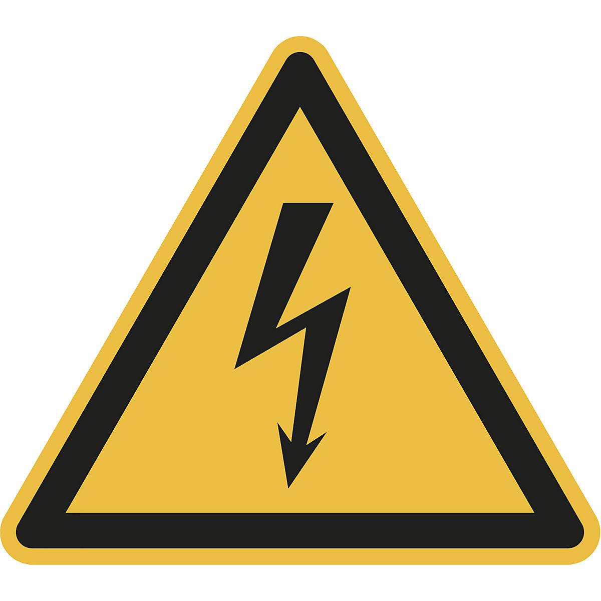 Waarschuwingsbord, waarschuwing voor gevaarlijke elektrische spanning, VE = 10 stuks, aluminium, hoeklengte 100 mm-4