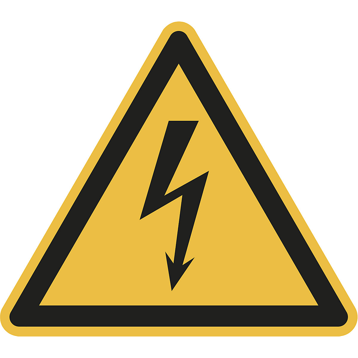 Waarschuwingsbord, waarschuwing voor gevaarlijke elektrische spanning, VE = 10 stuks, folie, hoeklengte 200 mm-2