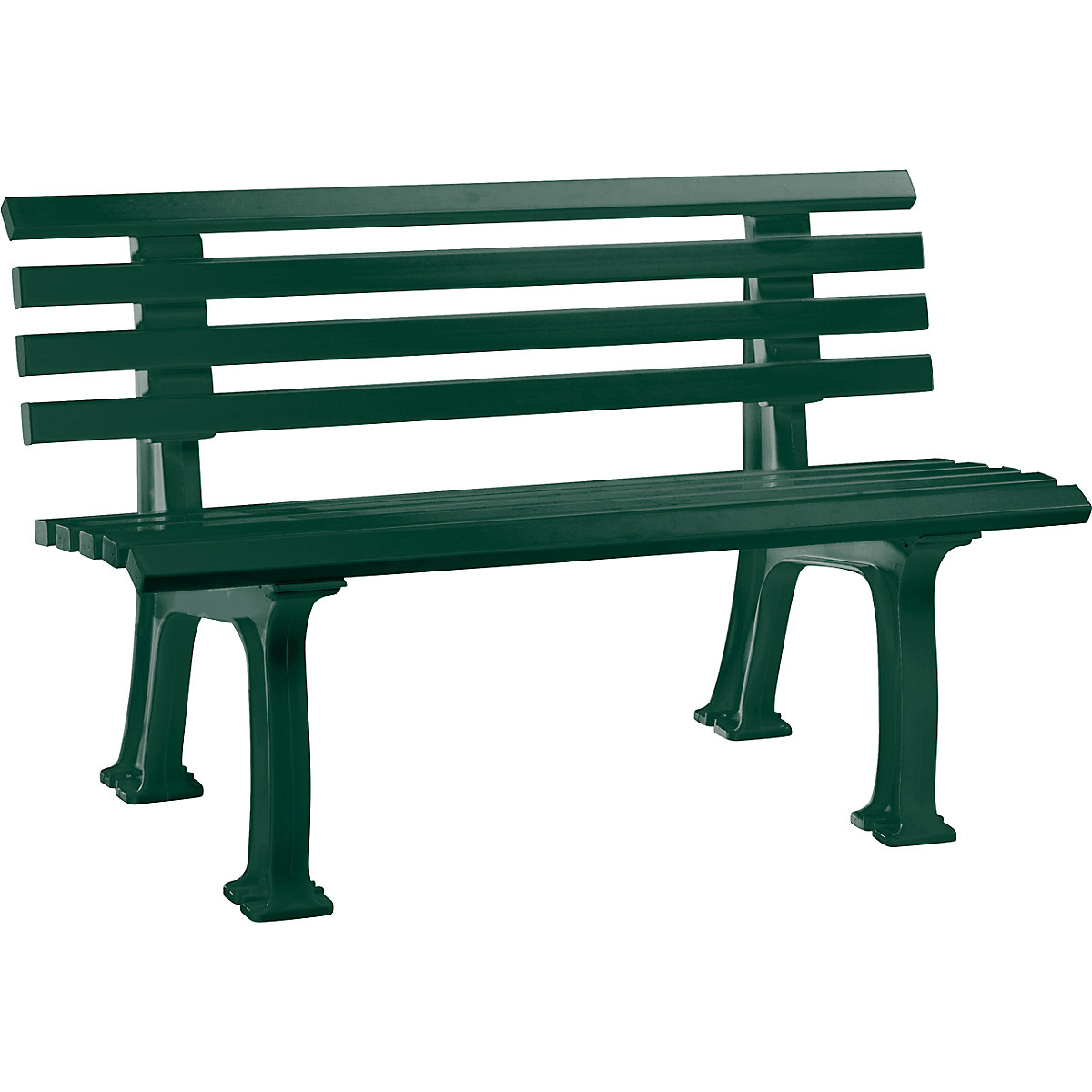 Parková lavička z plastu, s 9 lištami, šířka 1200 mm, mechově zelená-8