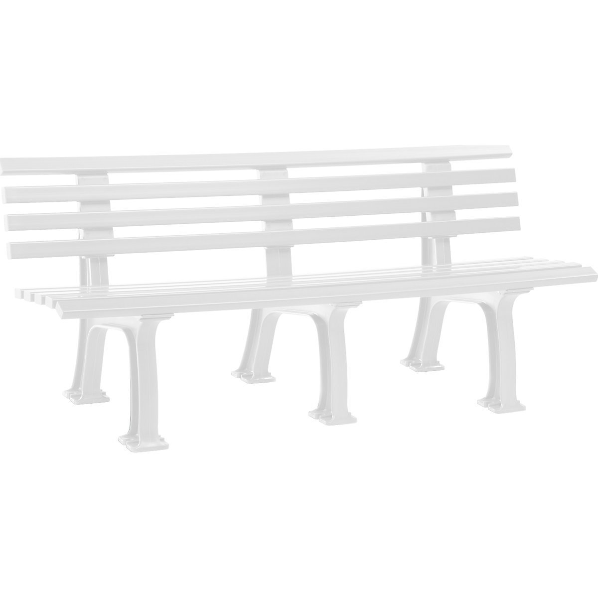 Parková lavička z plastu, s 9 lištami, šířka 2000 mm, bílá-10