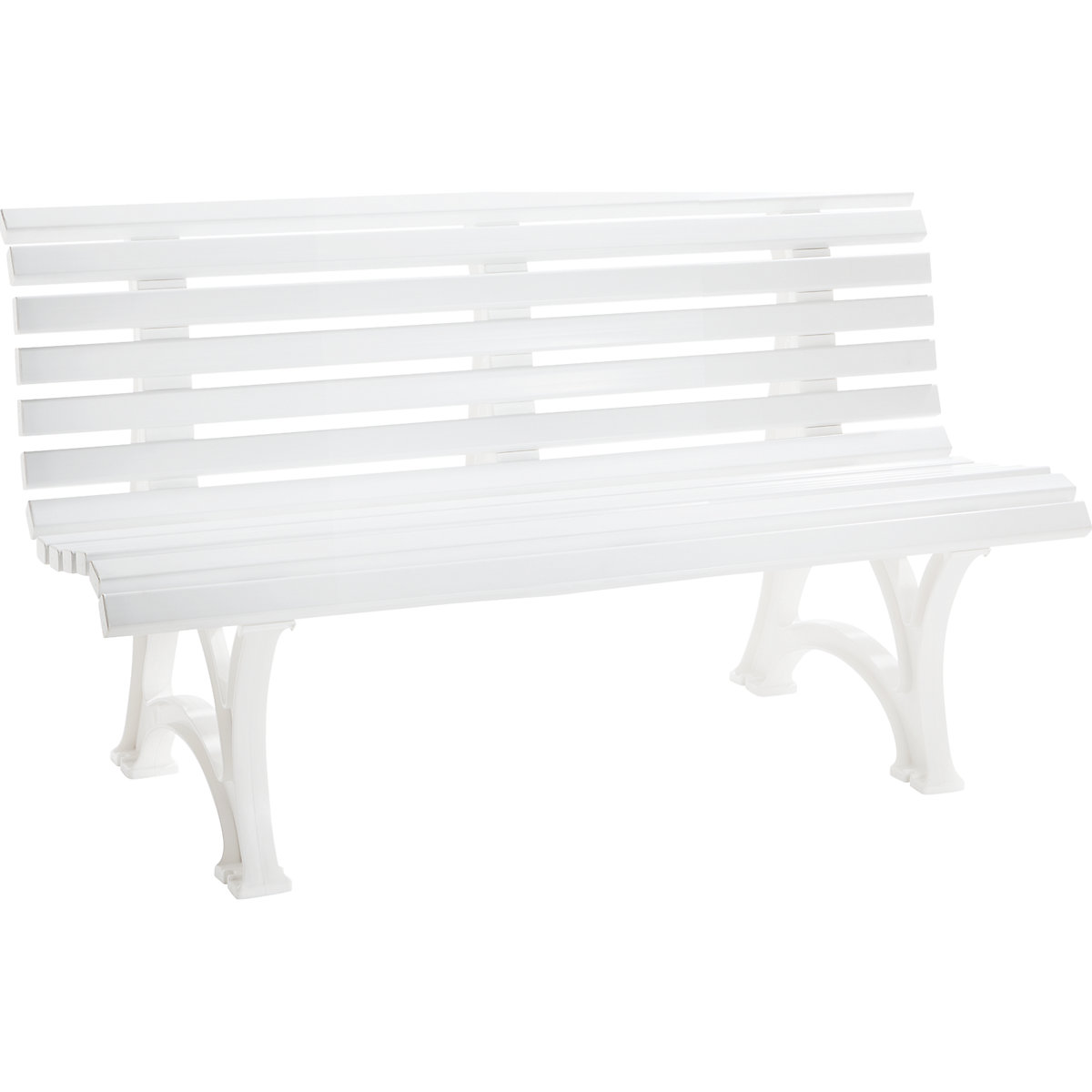 Parková lavička z plastu, s 13 lištami, šířka 1500 mm, bílá-6