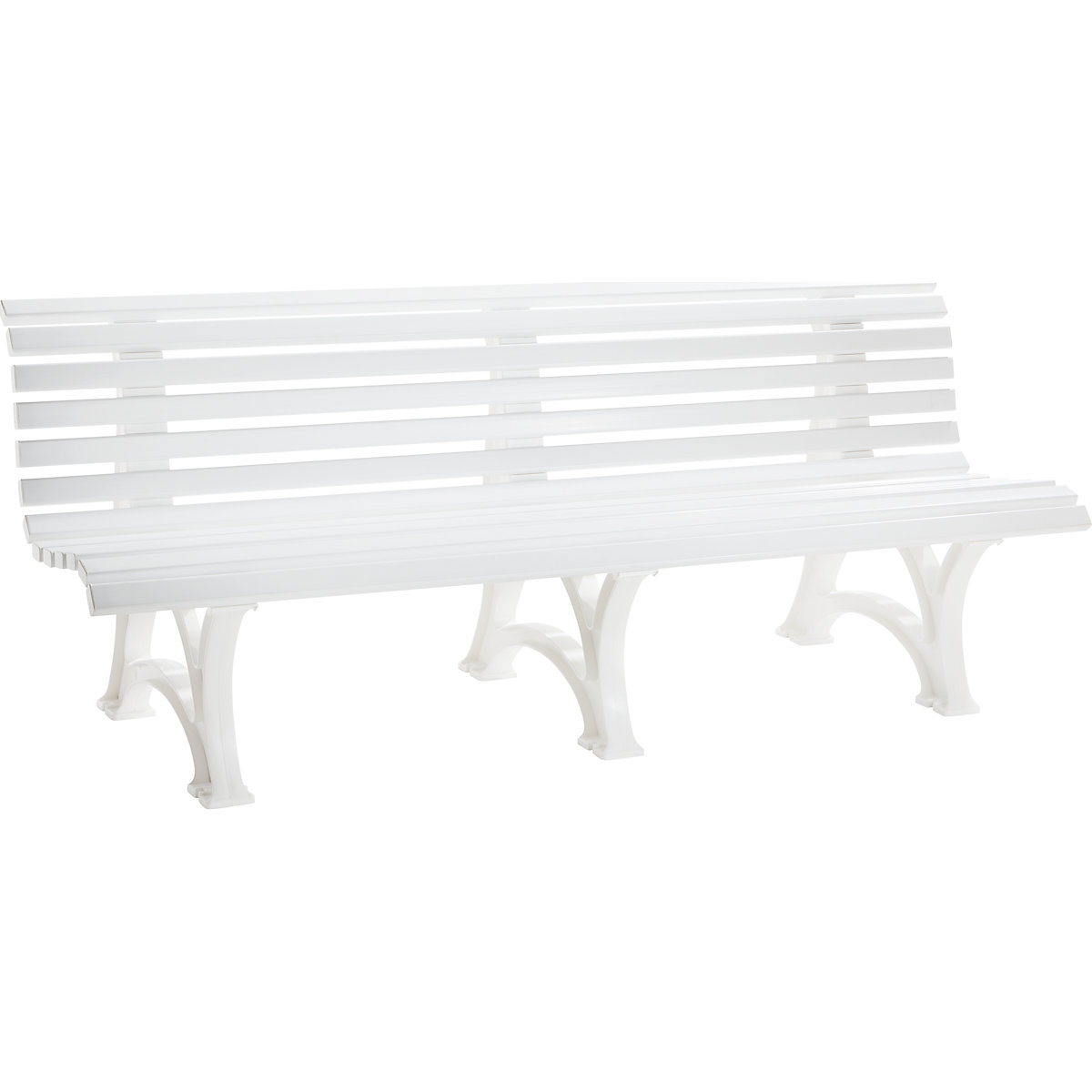 Parková lavička z plastu, s 13 lištami, šířka 2000 mm, bílá-9