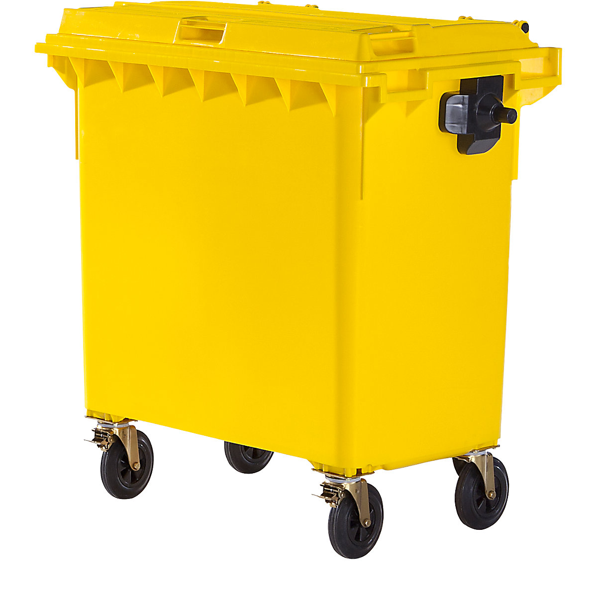 Kontejner na odpad z plastu, ČSN EN 840, objem 770 l, š x v x h 1360 x 1330 x 770 mm, žlutá-3