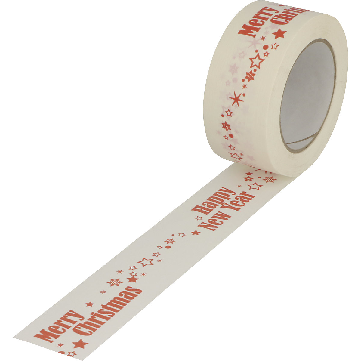 Packband Merry Christmas ratioform terra, aus Papier, VE 6 Rollen, weiß/rot, Bandbreite 50 mm-1
