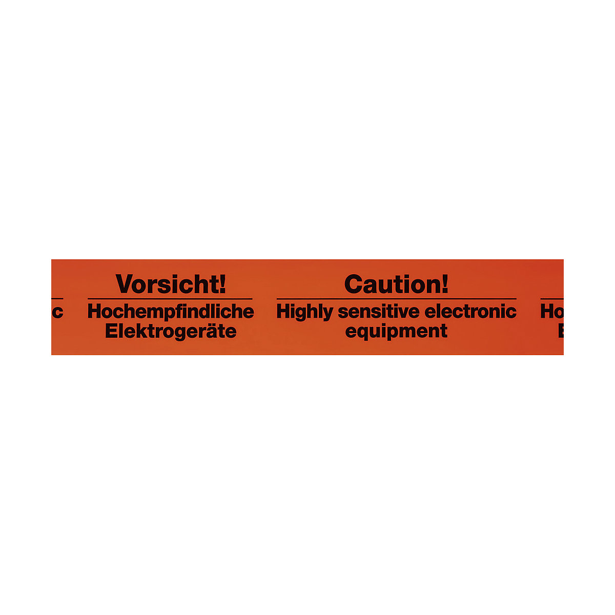 PVC-Warnklebeband ratioform, Aufdruck Vorsicht! Hochempfindliche Elektrogeräte, VE 3 Stk, Bandbreite 75 mm-1