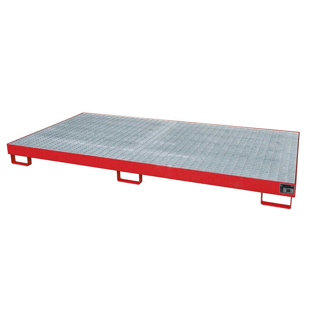 Tálca polcok állványokhoz – eurokraft pro, 240 l felfogási térfogat, h x szé x ma 2650 x 1300 x 210 mm, rácsrostéllyal, piros festéssel-9