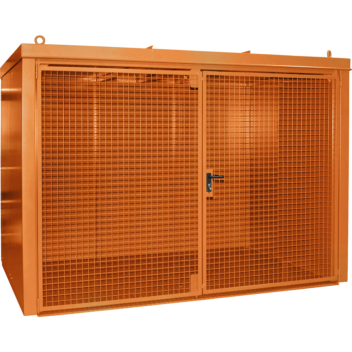 Gázpalacktároló konténer, tűzálló – eurokraft pro, 60 db, egyenként 230 mm átmérőjű palackhoz, narancssárga-4