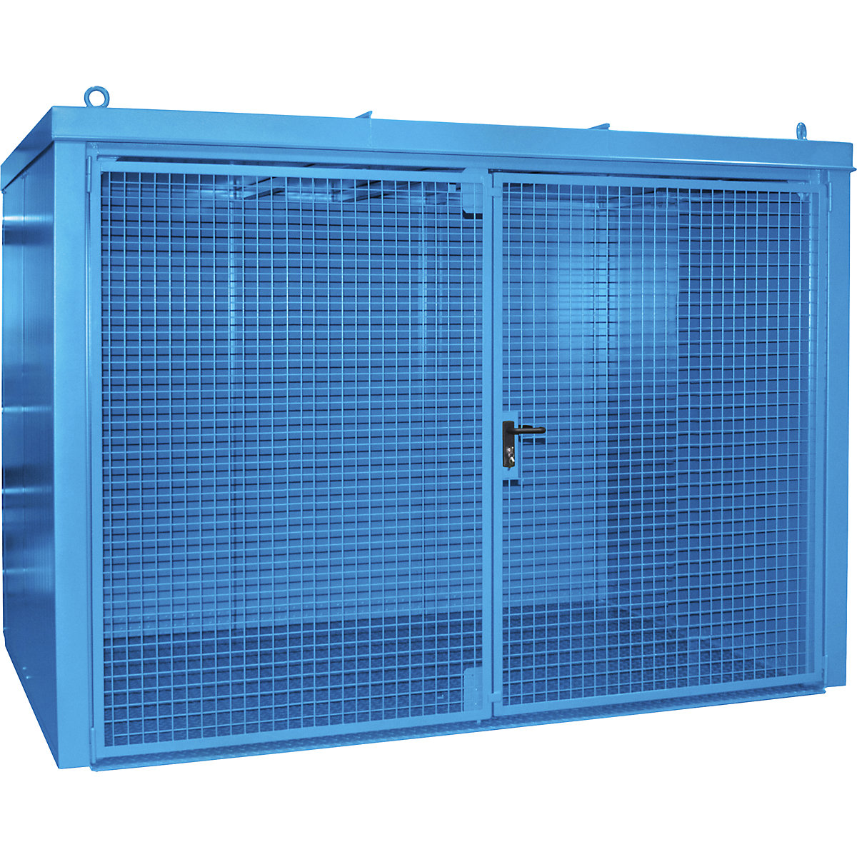 Gázpalacktároló konténer, tűzálló – eurokraft pro, 60 db, egyenként 230 mm átmérőjű palackhoz, kék-6