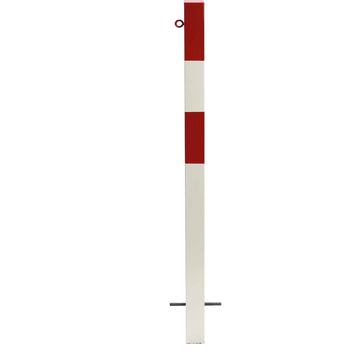 Zahradzovací stĺpik, na zabetónovanie, 70 x 70 mm, červeno-bielo lakované, 1 oko-13