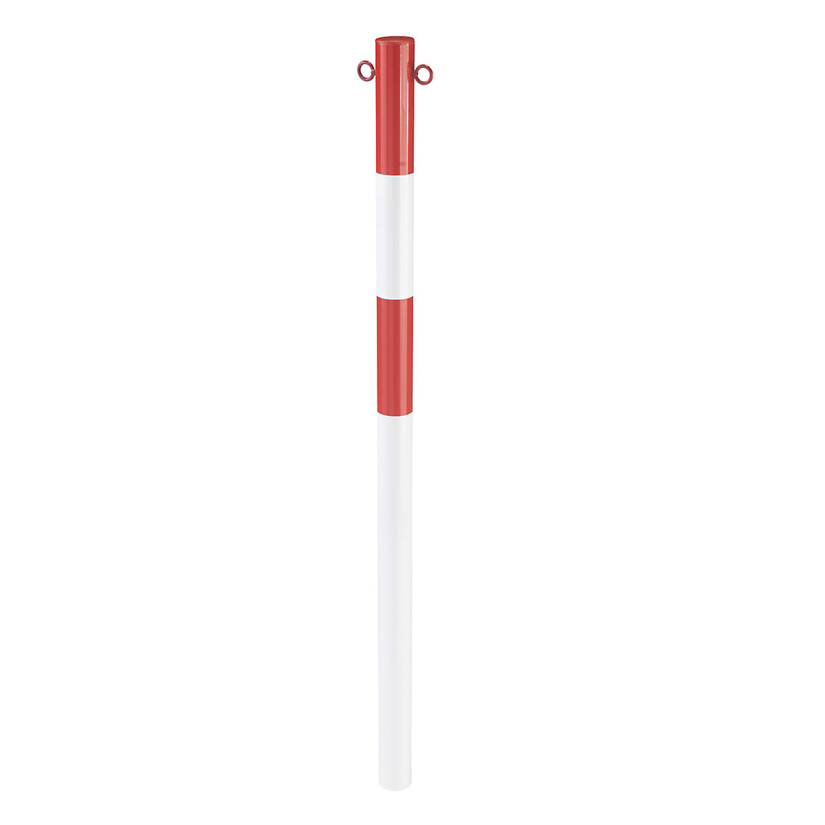 Zahradzovací stĺpik z oceľovej rúrky, na zabetónovanie, Ø 60 mm, červené / biele, pozinkované a lakované-3